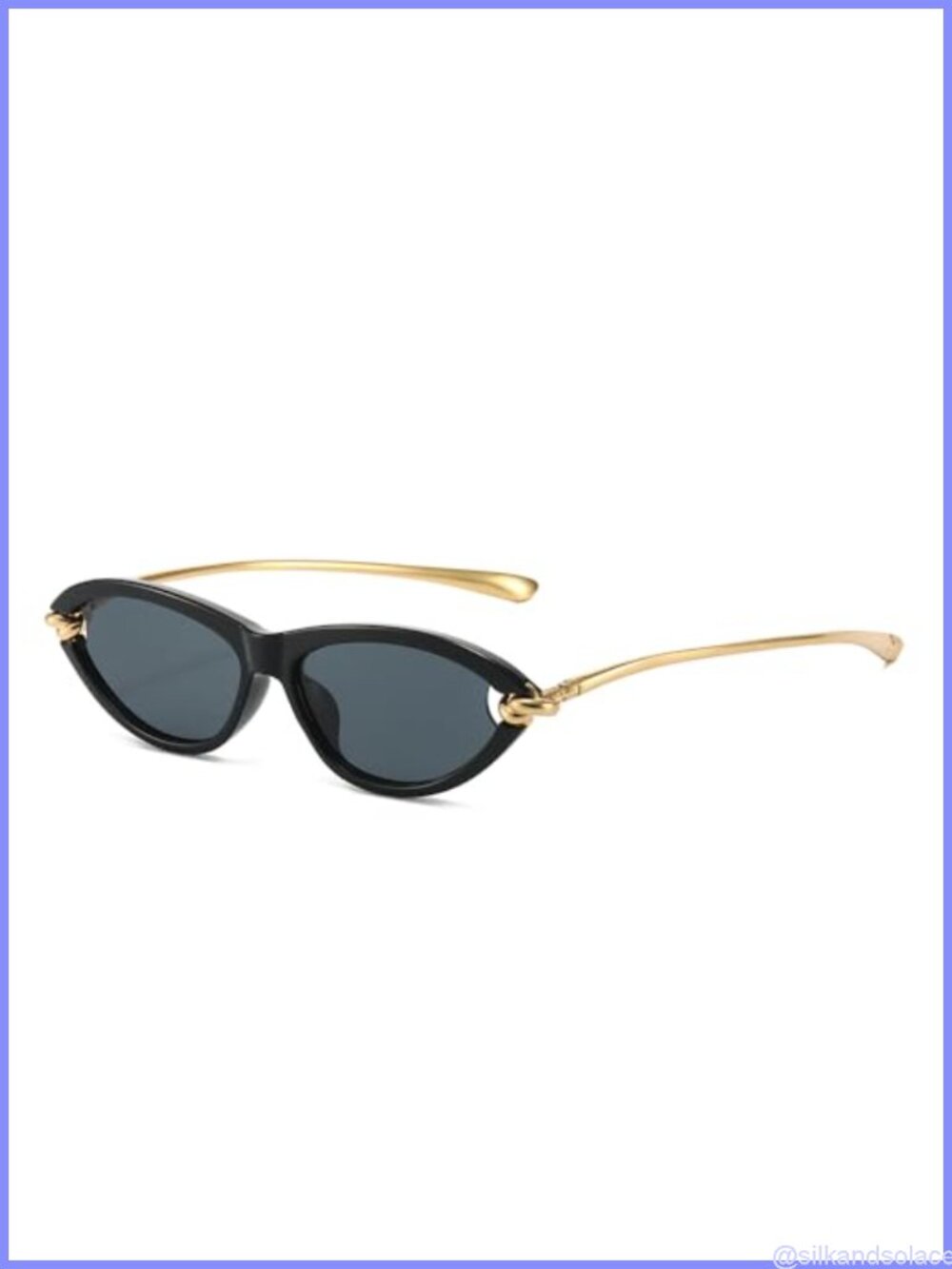 Retro Cat Eye Sunglasses Gold Frame UV400 Small Oval Cateye 90s